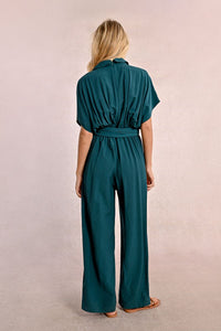 Collared Jumpsuit in Petrol Blue