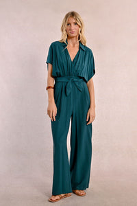 Collared Jumpsuit in Petrol Blue