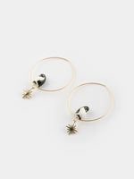 Load image into Gallery viewer, Small Penguin and Gold Star Hoop Earrings
