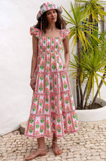Load image into Gallery viewer, Jessica Dress in Neon Sunset Border
