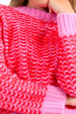 Load image into Gallery viewer, Cropped Patterned Knit Sweater in Fuchsia
