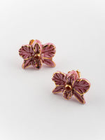 Load image into Gallery viewer, Pink Orchid Stud Earrings
