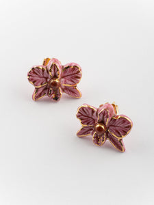 Pink Orchid Stud Earrings