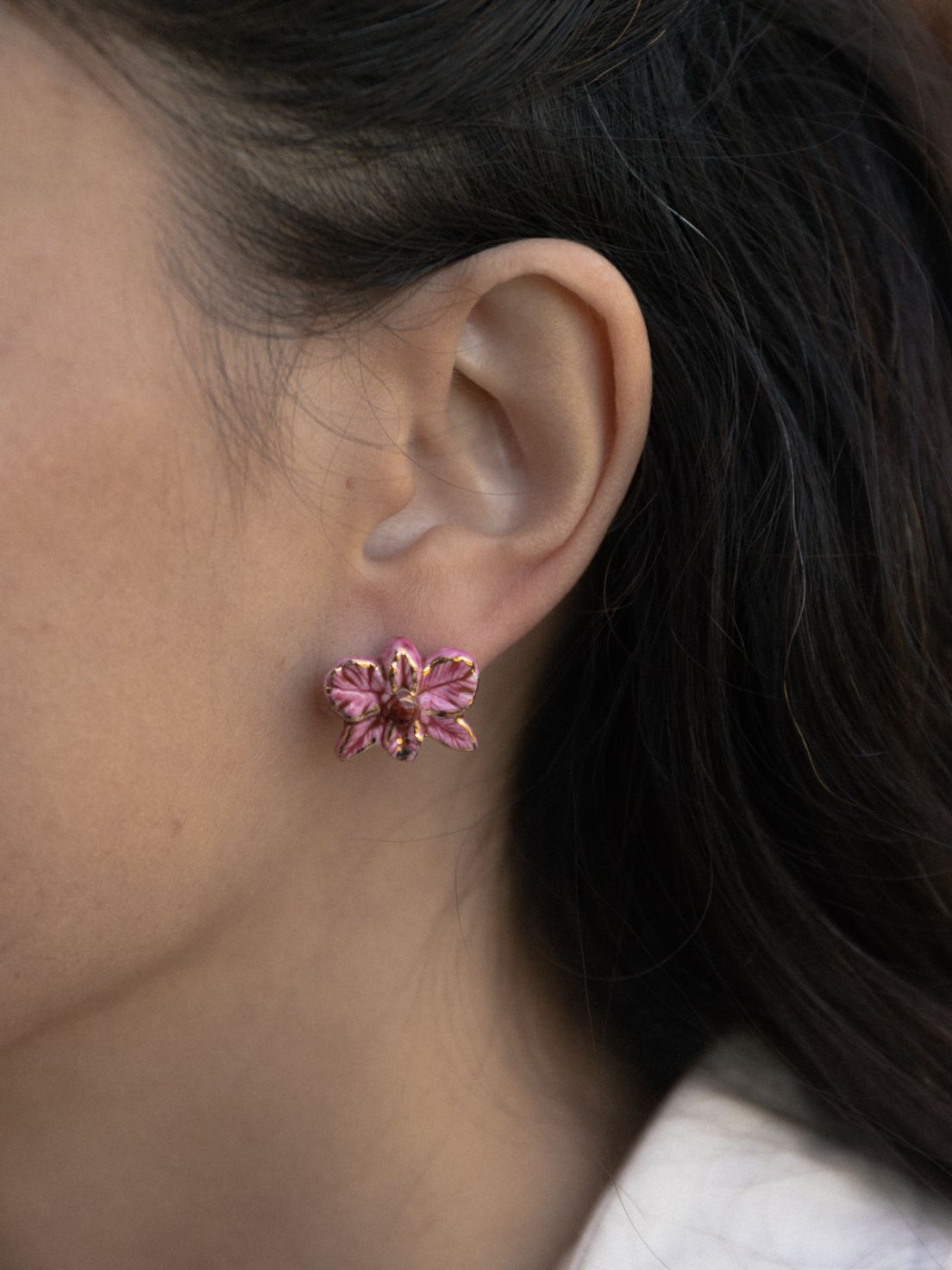 Pink Orchid Stud Earrings
