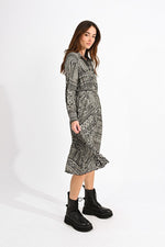 Load image into Gallery viewer, Pleated Shirt Dress in Black Multi
