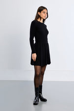 Load image into Gallery viewer, Pleated Knit Sweater Dress in Black
