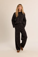 Load image into Gallery viewer, Leopard Knit Pants in Dark Grey

