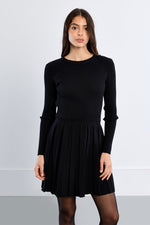 Load image into Gallery viewer, Pleated Knit Sweater Dress in Black
