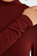 Load image into Gallery viewer, Mock Neck Long Sleeve Shirt in Dark Red
