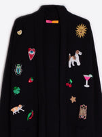 Load image into Gallery viewer, Embroidered Cardigan with Fringe in Black
