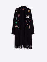 Load image into Gallery viewer, Embroidered Cardigan with Fringe in Black
