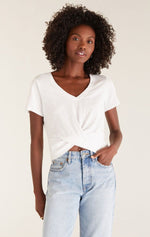 Load image into Gallery viewer, Twist of Fate Slub Top in White
