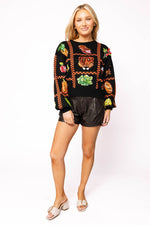 Load image into Gallery viewer, Checkered Thanksgiving Icon Sweater in Black
