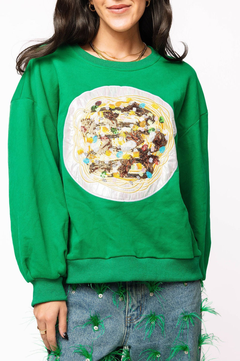 Elf Spaghetti Sweatshirt in Green