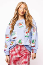 Load image into Gallery viewer, Christmas Snow Globe Sweatshirt in Powder Blue
