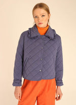 Load image into Gallery viewer, Quilted Cropped Jacket in Indigo
