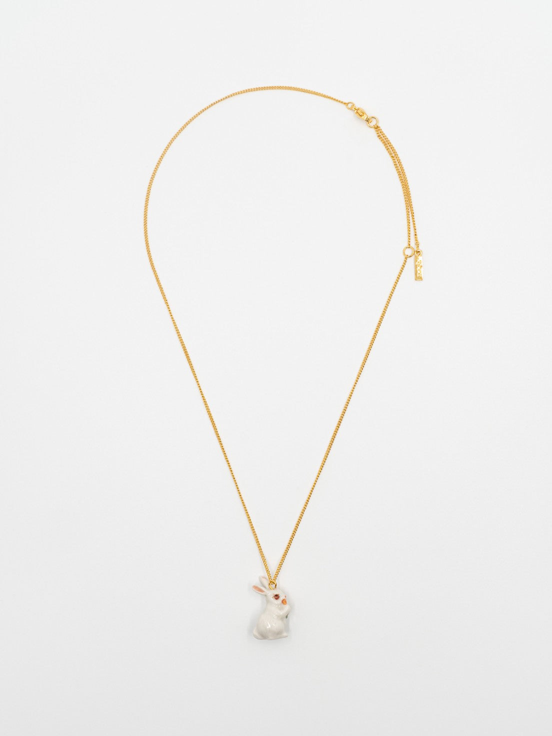 White Rabbit with Carrot Necklace in Gold