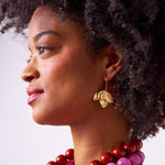 Load image into Gallery viewer, Sasha Layered Flower Threader Earrings in Brass
