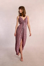 Load image into Gallery viewer, Foiled Slip Dress in Dark Pink

