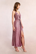 Load image into Gallery viewer, Foiled Slip Dress in Dark Pink

