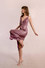 Load image into Gallery viewer, Foiled Slip Dress in Dark Pink
