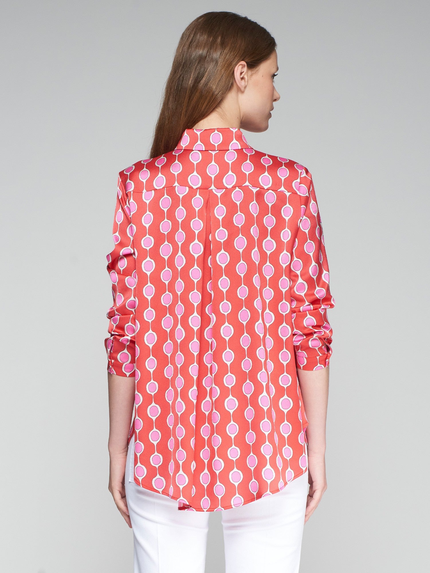Anastasia Blouse in Rojo Rosa Geometrico