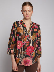 Francina Shirt in Floral Coral Camel Print