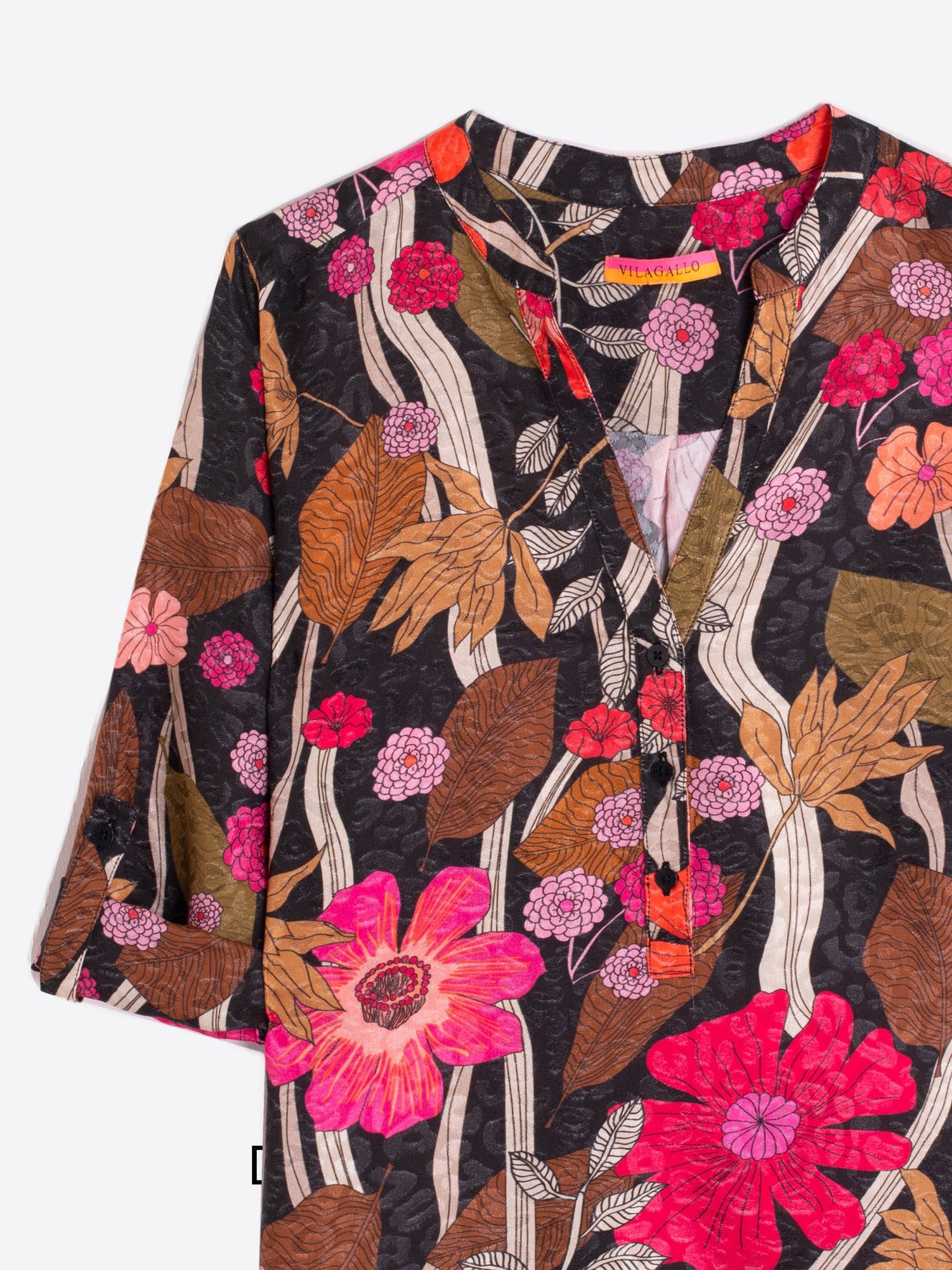 Francina Shirt in Floral Coral Camel Print