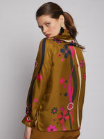 Load image into Gallery viewer, Irina Silk Shirt in Camel Serpentina Print
