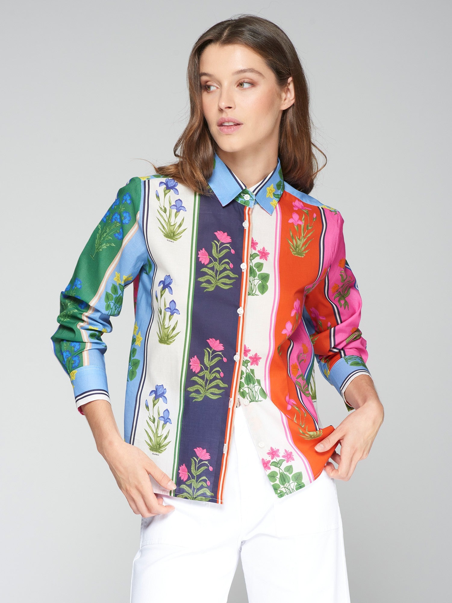 Isa Shirt in Flores Franjas Voile