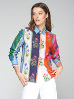 Load image into Gallery viewer, Isa Shirt in Flores Franjas Voile
