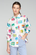 Load image into Gallery viewer, Mafalda Blouse in Sardinas Seda Print
