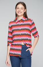 Load image into Gallery viewer, Sara Shirt in Ondas Punto Print
