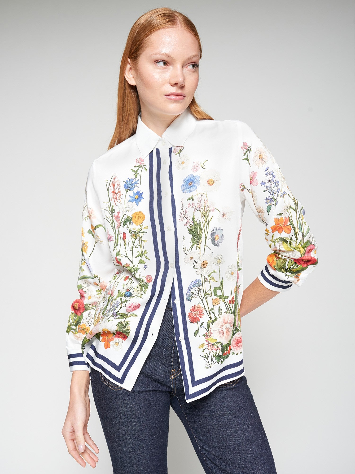 Tea Blouse in White Gatos Print – Mint Julep