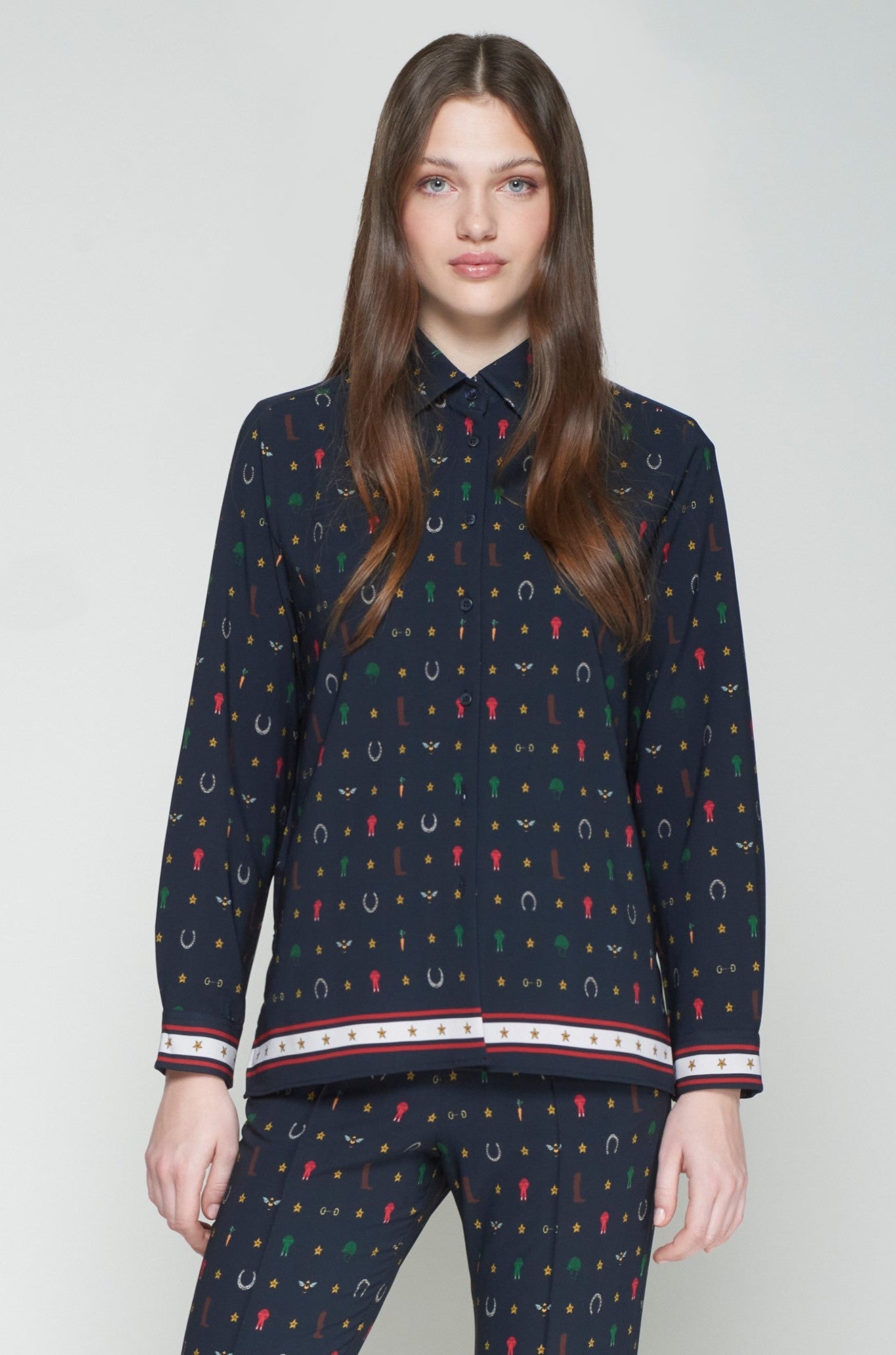 Tea Shirt in Navy Equestrian Print
