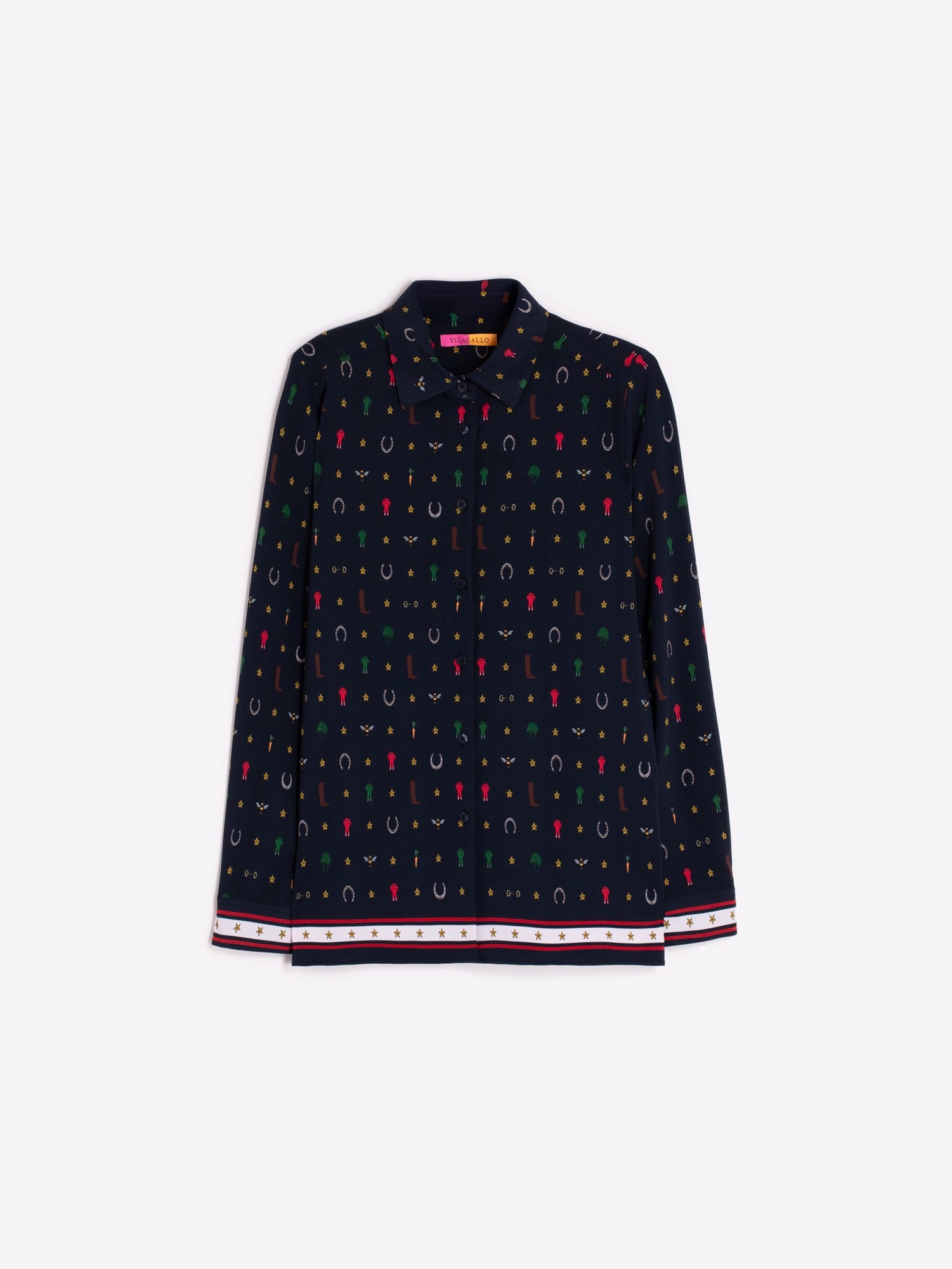 Tea Shirt in Navy Equestrian Print