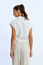 Load image into Gallery viewer, Cap Sleeve Tie Blouse in White
