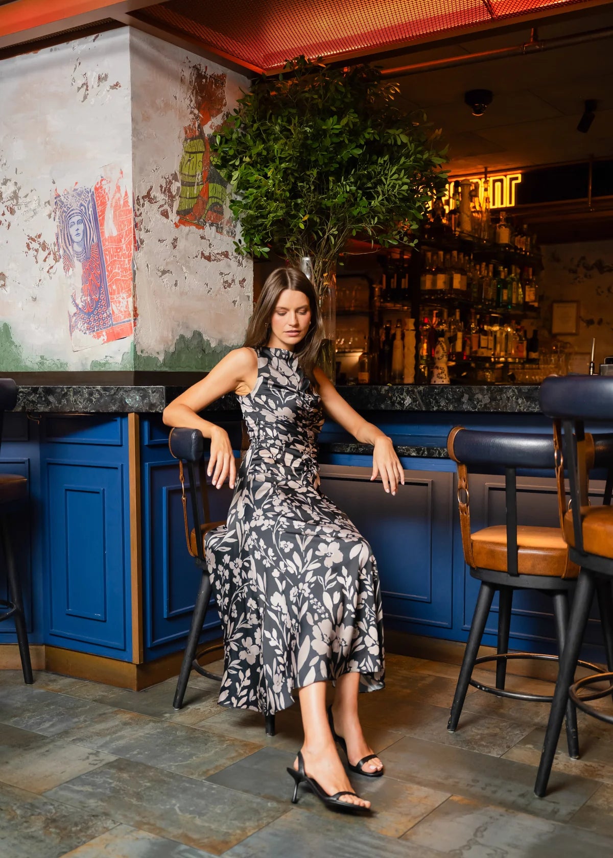 Rosetta Dress in Jet/Ecru