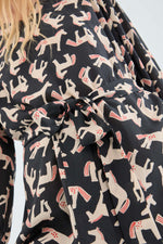 Load image into Gallery viewer, Belted Shirt Dress in Horse Print
