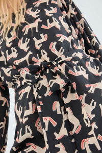 Belted Shirt Dress in Horse Print