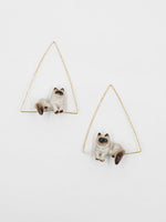 Load image into Gallery viewer, Lying Siamese Cat Triangle Earrings
