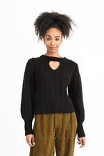 Load image into Gallery viewer, Cable Knit Jumper with Keyhole in Black

