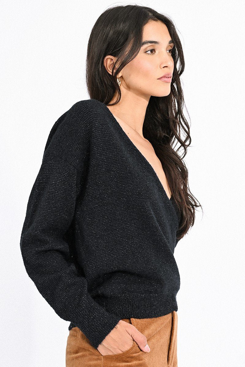 Soft Wrap Pullover in Black