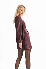 Load image into Gallery viewer, Square Neck Sparkle Mini Dress in Pink
