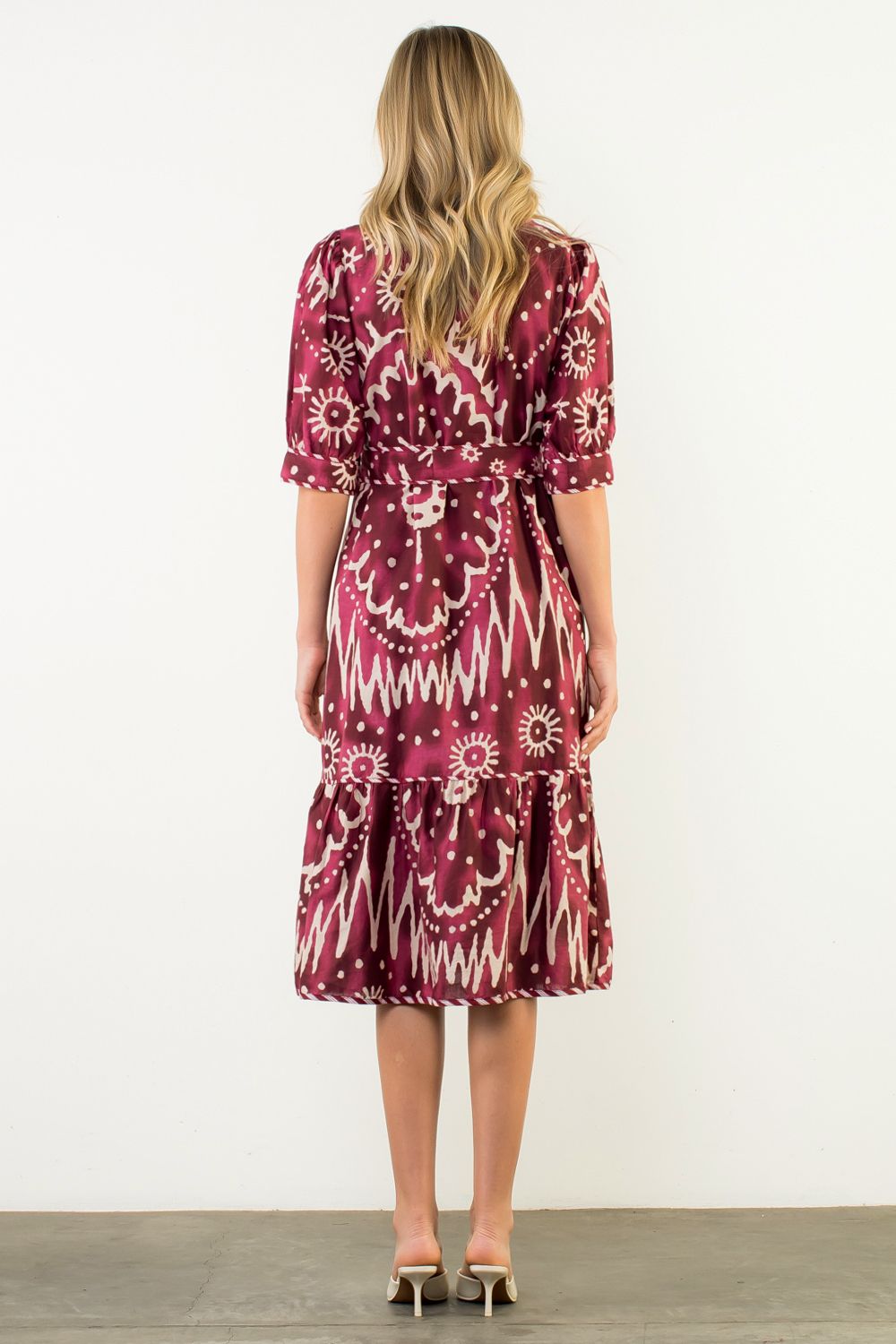 Ikat Printed Dress in Plum