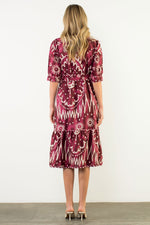 Load image into Gallery viewer, Ikat Printed Dress in Plum
