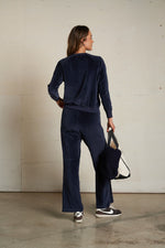 Load image into Gallery viewer, Stella Velour Crew Neck Sweatshirt in Navy
