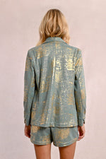 Load image into Gallery viewer, Knit Blazer in Sage Green with Gold
