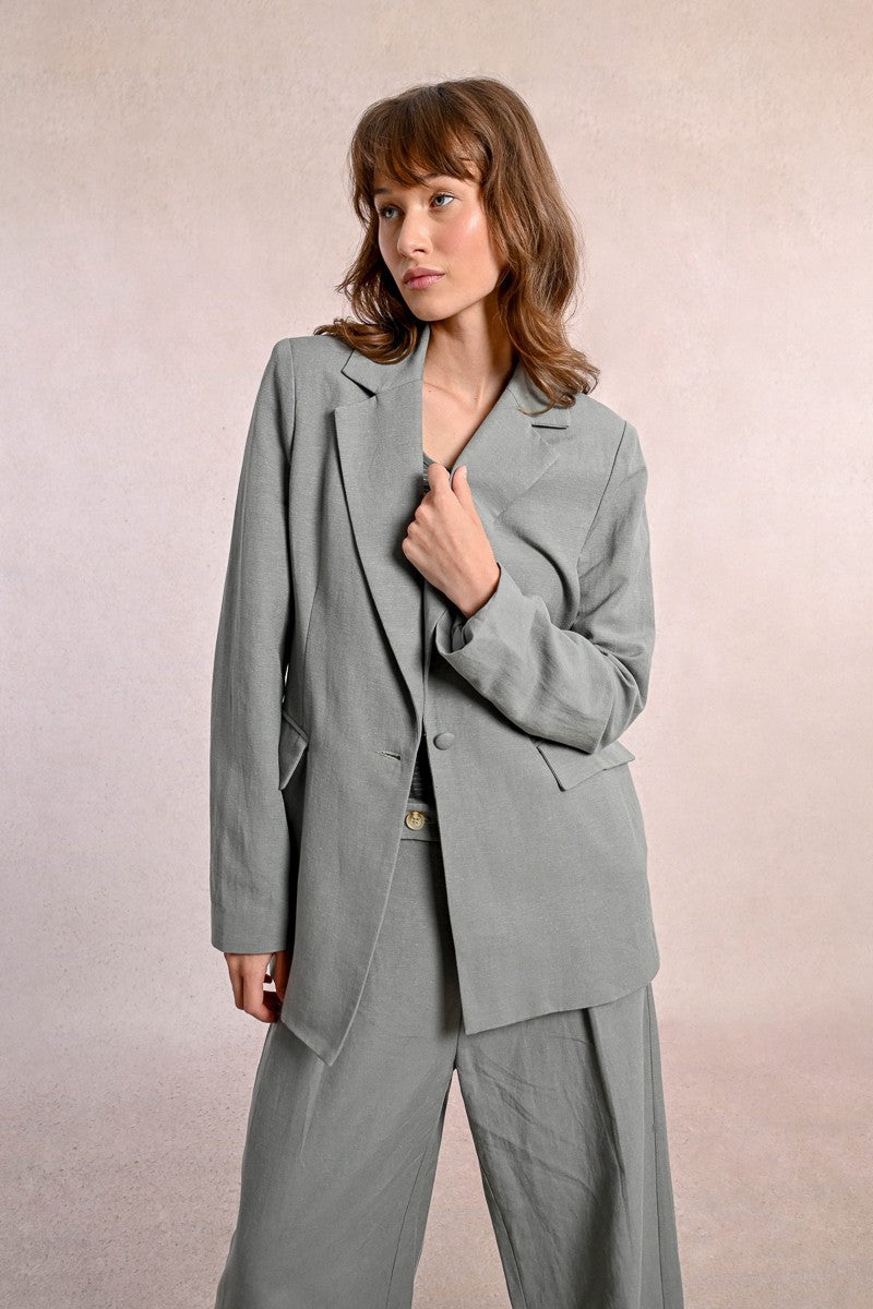 Linen Blazer in Sage Green