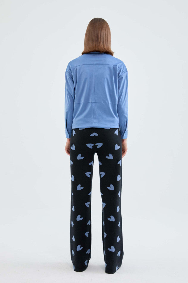 Knit Pant in Blue Heart Print